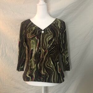Sheer Green and Black Swirl Women's Blouse
